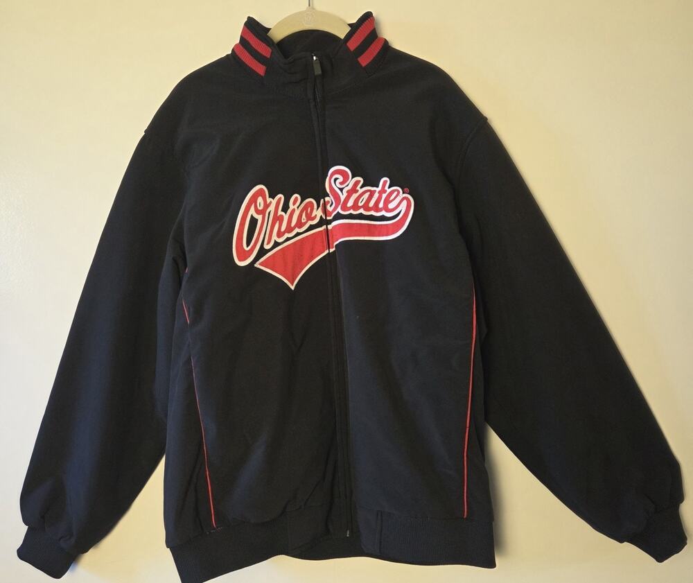 Ohio State Buckeyes Jacket Mens L Black Full Zip Track Varsity NCAA Campus Drive